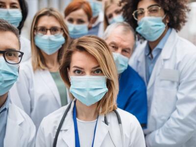 medici e infermieri con mascherine