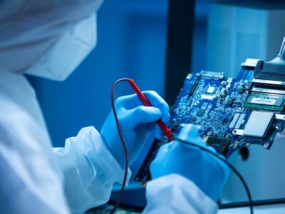Un ricercatore al lavoro sui microchip