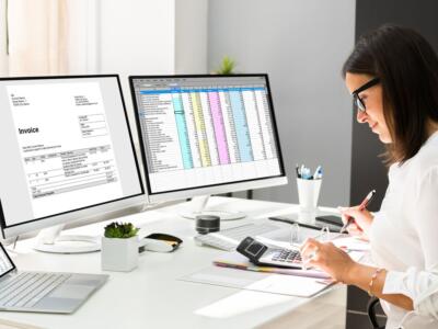 donna lavoro ufficio grafici tabelle computer