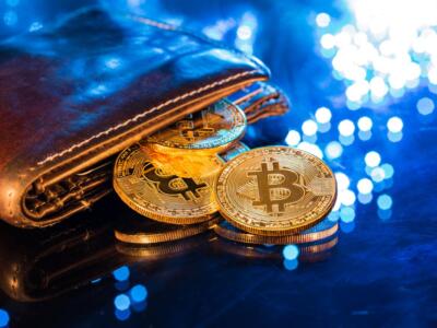Portafoglio con bitcoin