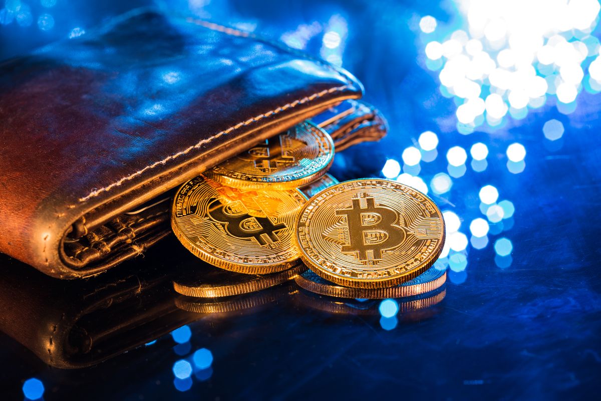 Portafoglio con bitcoin