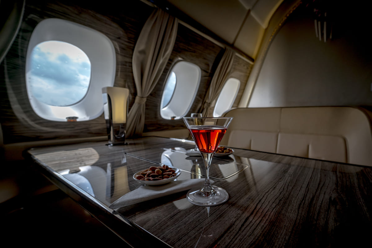 L'interno deluxe di un aereo