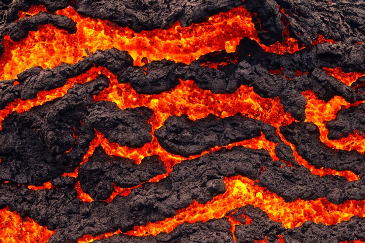 Lava di un'eruzione vulcanica